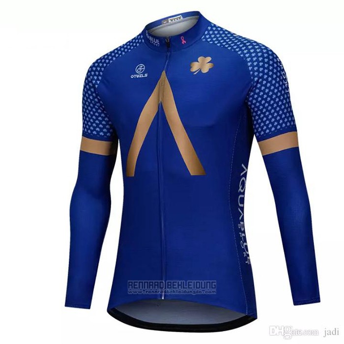 2018 Fahrradbekleidung Aqua Blue Sport Blau Trikot Langarm und Tragerhose